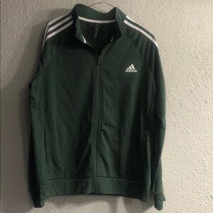 adidas Men's Forest Green Full-Zip Track Jacket with White Stripes